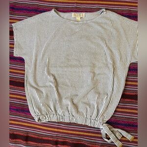 Michale Kors Top,Michael Kors Black and White Striped Short Sleeve Top.